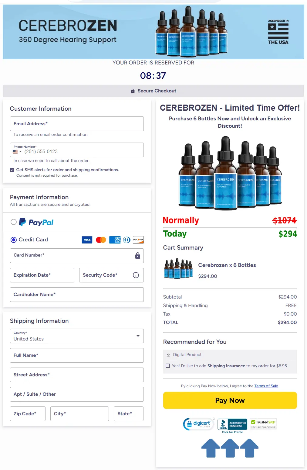 Cerebrozen Secure Order Checkout